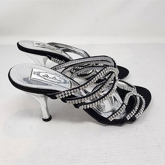 New Vintage 90's Italina Dress Shoes Rhinestones Slip on Weddings Party Size 8 - Picture 5 of 9